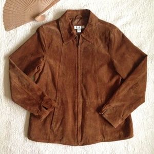 Coldwater Creek Suede Leather Zipper Jacket Coat